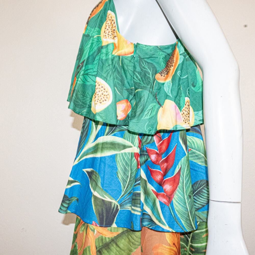 FARM Rio Green, Blue & Yellow Tropical Tiered Mini Dress - Picture 11 of 12